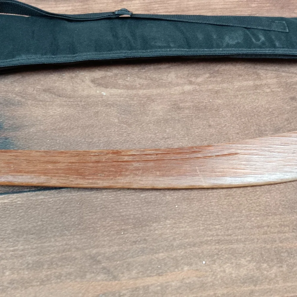 Wooden Martial Art Training Sword Curved Practice Blade with Carrying Case Brown